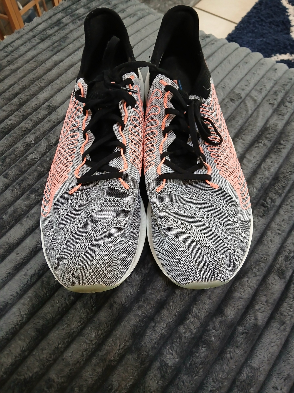 New Balance Men's Knit Running Sneakers - Gray and Coral